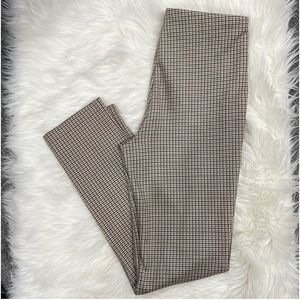 Adrianna Papell Sz 6 Smooth as Suede Gold Gray and Tan Mini Plaid Lined Pants